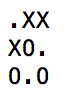 Output of the Hexapawn program, showing the position from which and illegal move can be made.