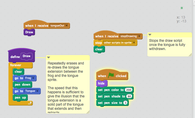 The tongue sprite and the scripts that control it