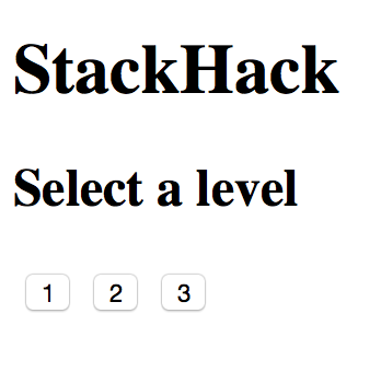 Screenshot from the second digital prototype showing that a crude level selection mechanism has been added.