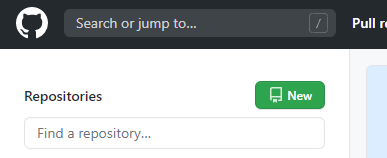 A portion of a screen from GitHub showing the button to create a new repository.