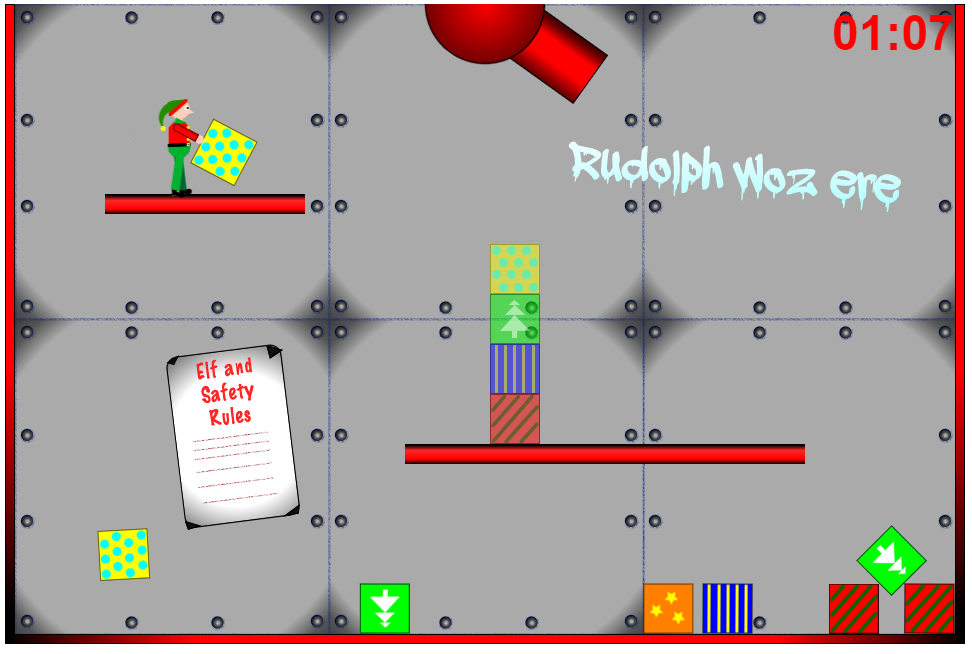 A screenshot showing the StackHack game with final art.