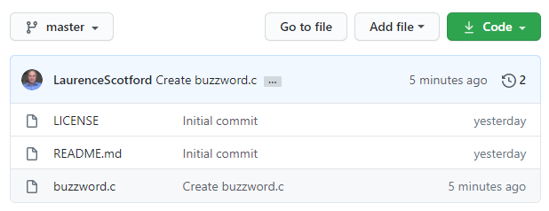 A portion of a screen from GitHub showing a file has been recently added to the repository.