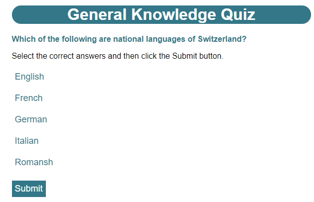 The second question displayed in the framework page.