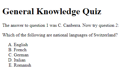 Question 2 as it appears in a browser.