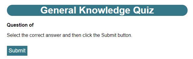 An incomplete question shown in the browser because of an error in the JSON file.