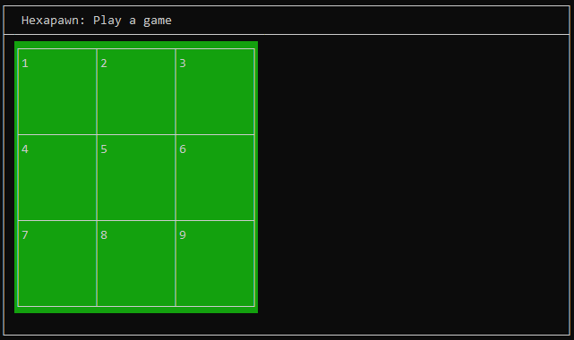 The game window in Hexapawn showing the blank game grid.