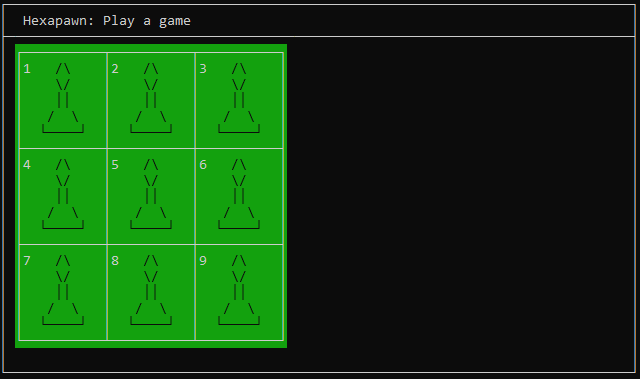 The game grid filled with black pawns.