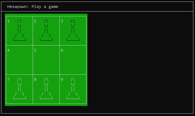 The board showing the configuration at the start of a game.