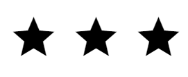 A row of three stars - examples of the material icon font from Google.