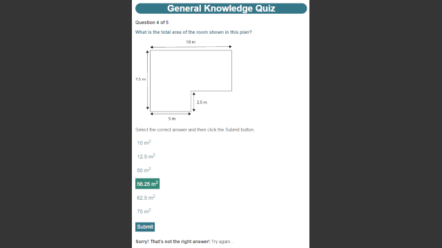 Screenshot of a quiz built with my simple HTML quiz engine.