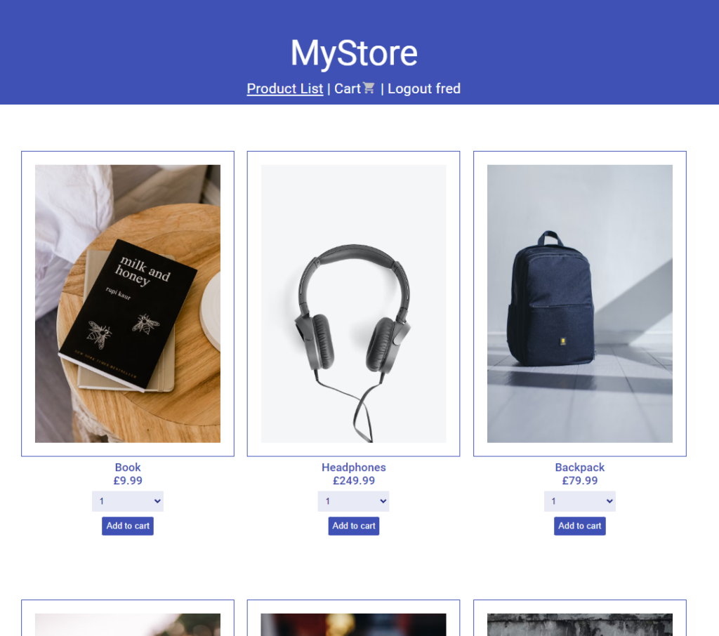 A screenshot showing the product page in my cloud-based online store.